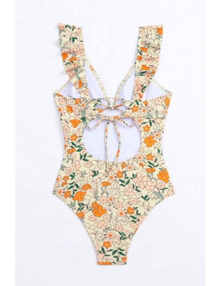 Costum de baie intreg cu volane si imprimeu floral- GlamGirl 158