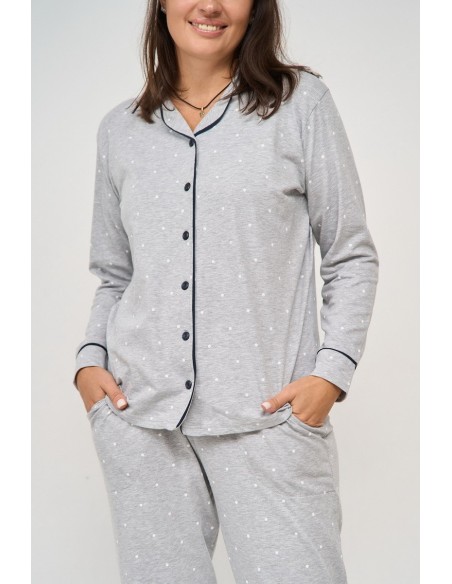 Pijama din bumbac, model clasic, big size - Nicoletta 30063