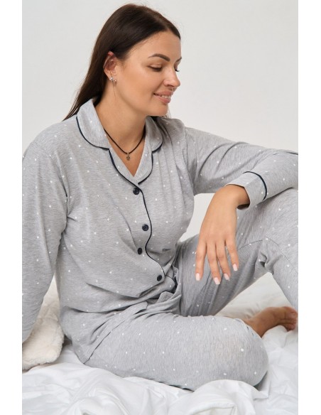 Pijama din bumbac, model clasic, big size - Nicoletta 30063