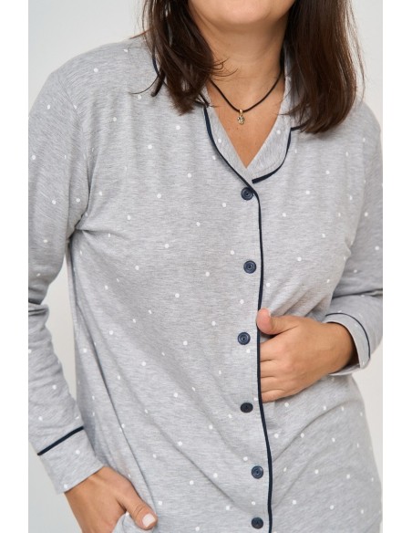 Pijama din bumbac, model clasic, big size - Nicoletta 30063