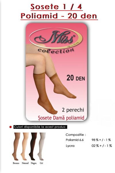 Sosete din poliamida, 1/4, 20 den - Miss