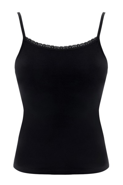 Maiou din bumbac cu bretele inguste si dantela - Piera C0176 X