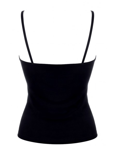 Maiou din bumbac cu bretele inguste si dantela - Piera C0176