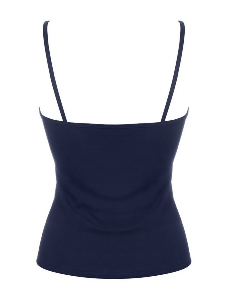 Maiou din bumbac cu bretele inguste si dantela - Piera C0176