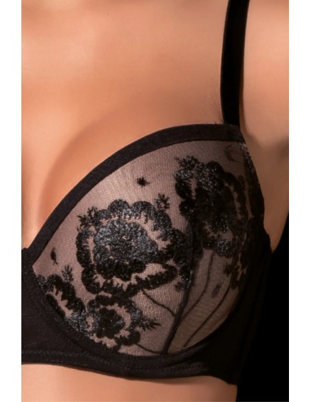Sutien balconette din tulle brodat cu burete subtire