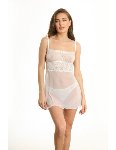 Neglije alb din tull semitransparent - Piera N0099 X