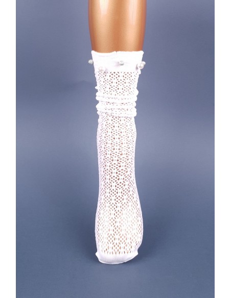 Sosete albe loose plasa cu perle