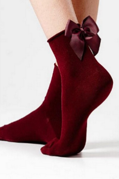 Sosete din bumbac cu funda mare satinata X