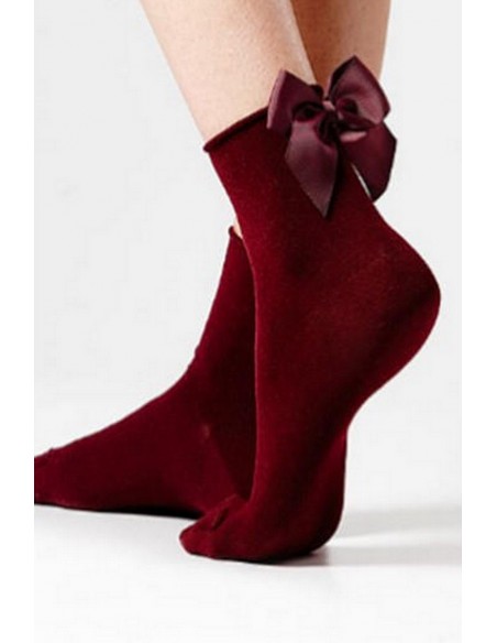 Sosete din bumbac cu funda mare satinata X