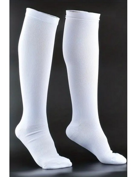 Sosete albe din bumbac pana la genunchi - Glam