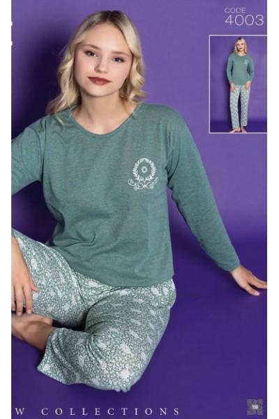 Pijama foarte subtire din bumbac cu imprimeu