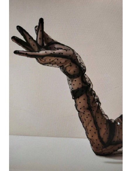 Manusi 3/4 din tulle cu puncte