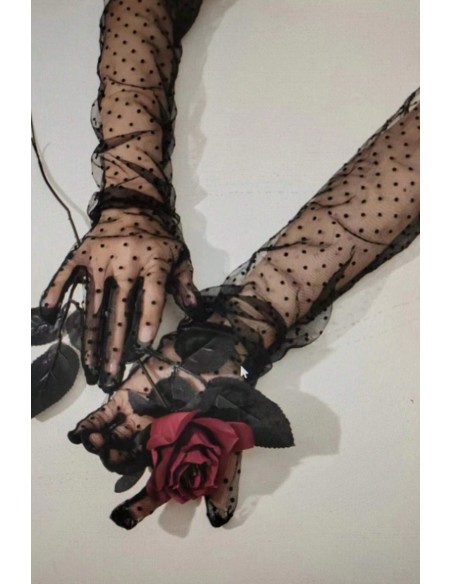 Manusi din tulle cu puncte