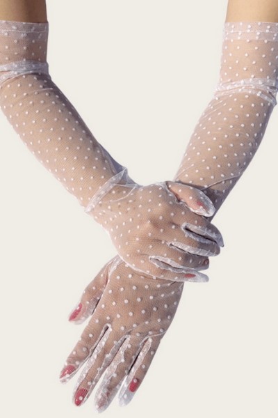 Manusi 3/4 din tulle cu puncte