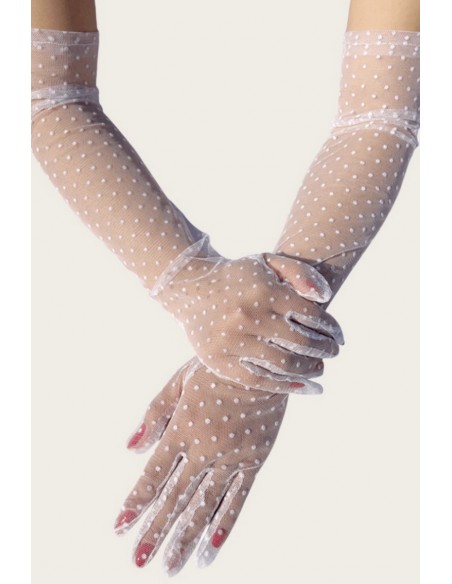 Manusi 3/4 din tulle cu puncte