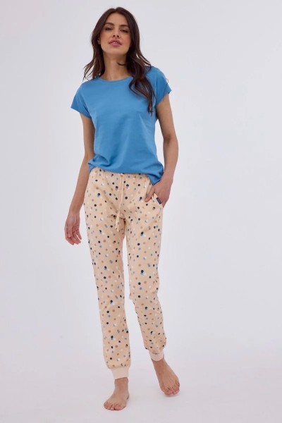 Pantaloni de pijama din bumbac cu buline multicolore - Cornette 909
