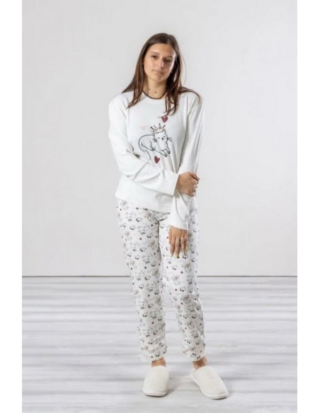 Pijamale din bumbac pentru femei cu imprimeu pisici