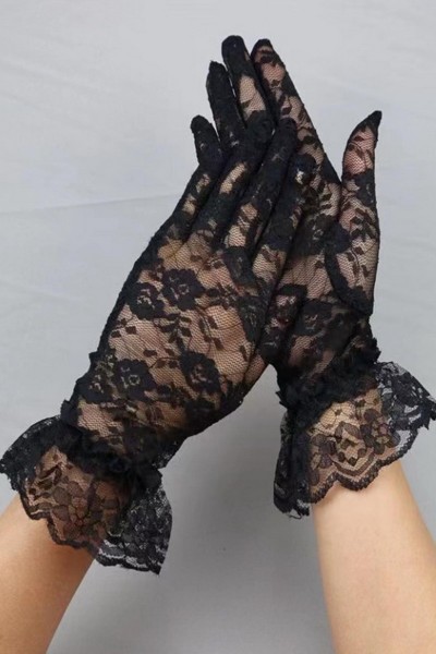 Manusi negre din dantela pentru dama