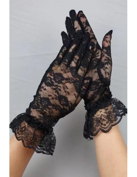 Manusi negre din dantela pentru dama