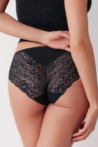 Chiloti clasici din bumbac si spate dantelat