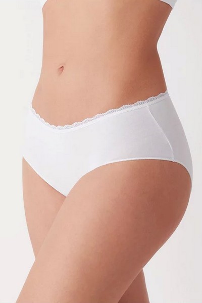 Chiloti clasici din bumbac cu talie medie si banda dantelata - Cotonella GD293