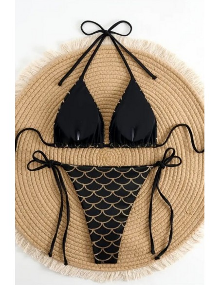 Costum de baie din doua piese cu model auriu - Ariel