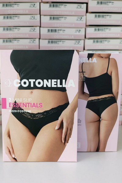 Chiloti brazilieni din bumbac cu banda dantelata - Cotonella GD253