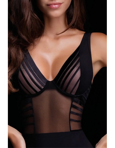 Body elegant din microfibra si tulle, cu cupe de tip balconet - Ivy Love and bra