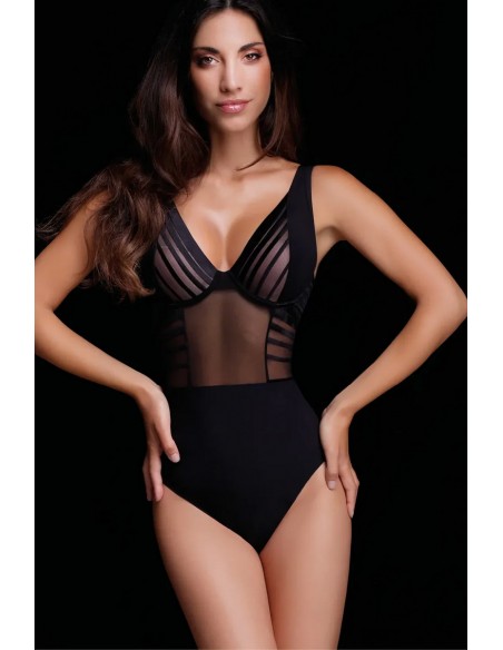 Body elegant din microfibra si tulle, cu cupe de tip balconet - Ivy Love and bra