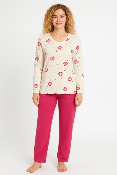 Pijama de dama, 100% bumbac - Dauntless Pink Flowers