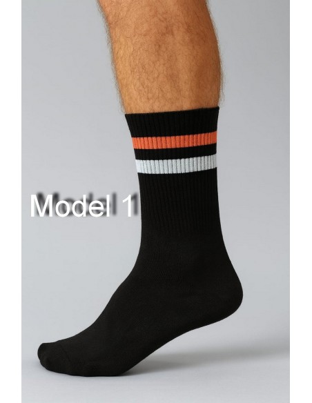 Sosete din bumbac cu doua dungi orizontale pentru barbati-  Glam Sport