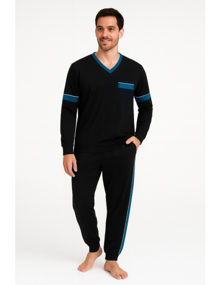 Pijama din bumbac cu maneca lunga pentru barbati