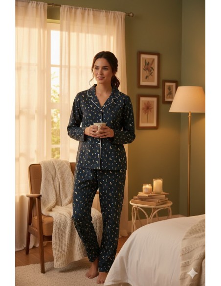 Pijama de dama, 100% bumbac - Dauntless Classic Flovers