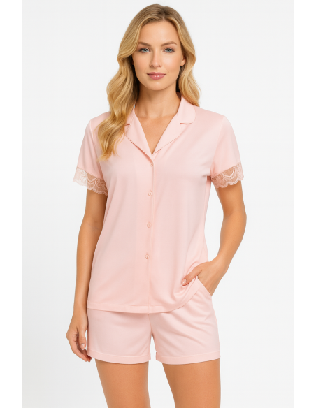 Pijamale din satin cu maneca scurta - Vienetta 5085