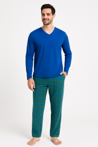 Pijama de barbati, 100% bumbac - Dauntless Blue