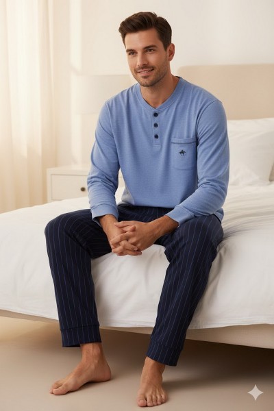 Pijama barbati cu maneca si pantalon lung - Sorissino