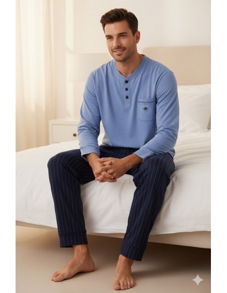 Pijama barbati cu maneca si pantalon lung - Sorissino