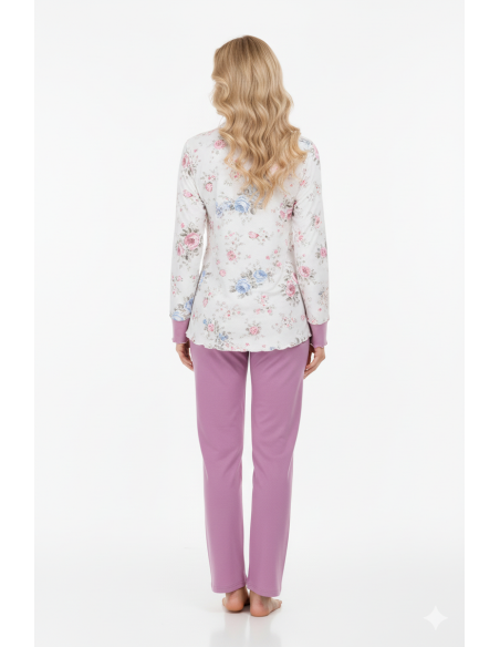 Pijama din modal, model clasic, inflorat - Glam 07