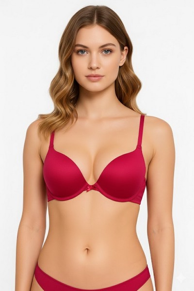 Sutien din microfibra satinata cu push-up moderat.