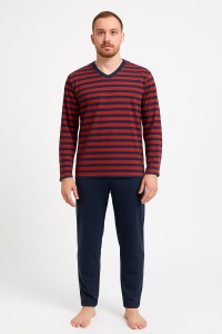 Pijama de barbati, 100% bumbac - Dauntless Red Stripes