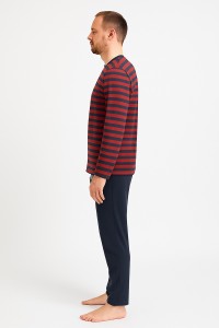 Pijama de barbati, 100% bumbac - Dauntless Red Stripes 2