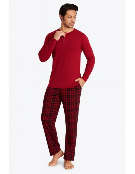 Pijama bordeaux cu bluza din modal si pantaloni 100% bumbac