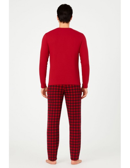 Pijama bordeaux cu bluza din modal si pantaloni 100% bumbac -  Guava 3174