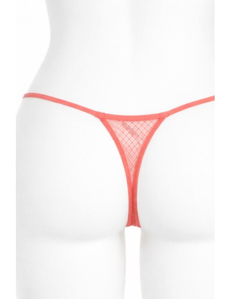 Chiloti tanga cu talie joasa - Sisi Mesh Roz
