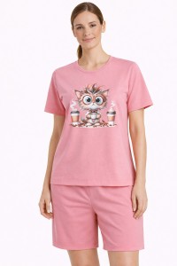 pijamale femei din bumbac cu maneca scurta si pantaloni scurti