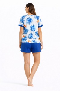 Pijama dama bumbac cu pantaloni scurti 2