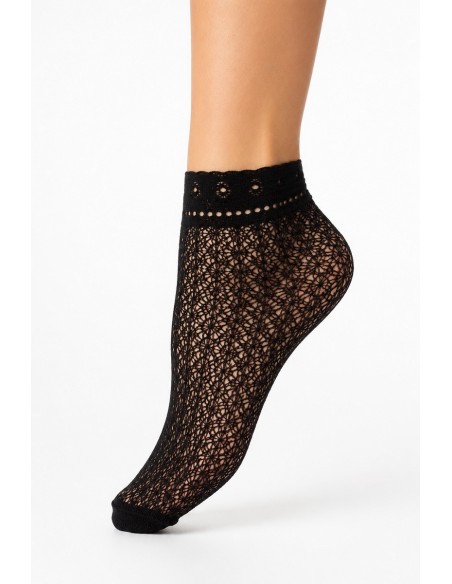 Sosete dama din plasa cu model dantelat elegante culoare negru