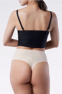 Chilot tanga fara cusaturi cu talie inalta Julimex String Maxi bej 2