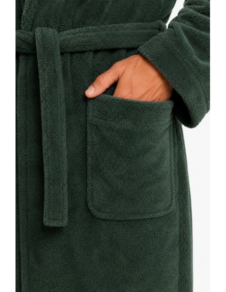 Halat de baie barbati verde 100% bumbac vedere spate