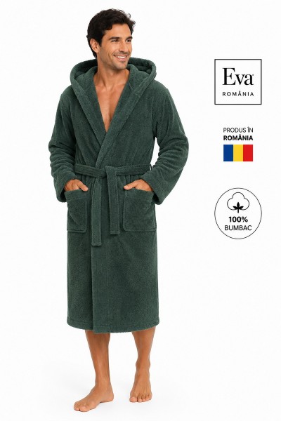 Halat de baie barbati verde 100% bumbac Eva Romania
